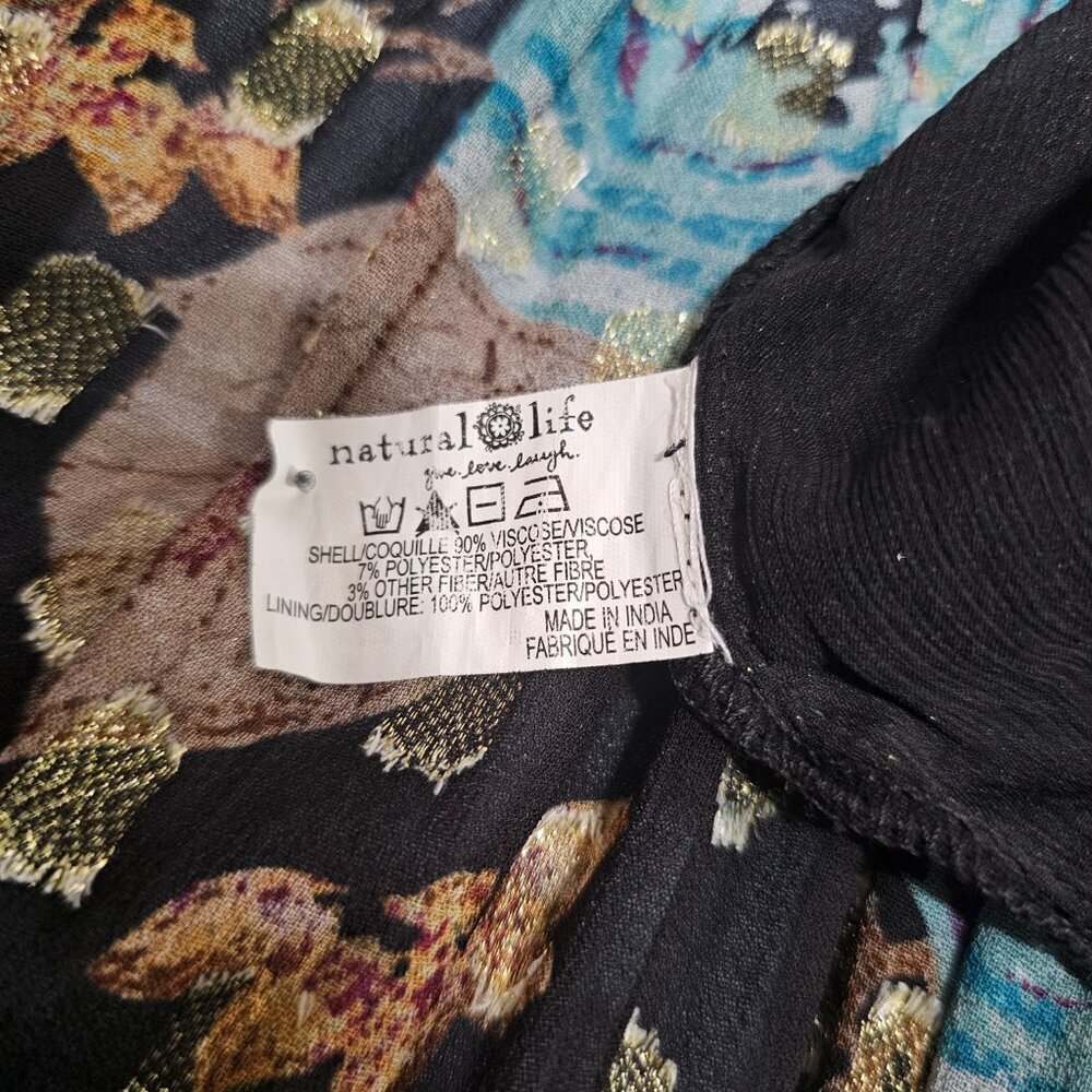 Natural Life The Alice Metallic Tiered Floral Maxi Sun Dress Women Size XL Black - Picture 15 of 15